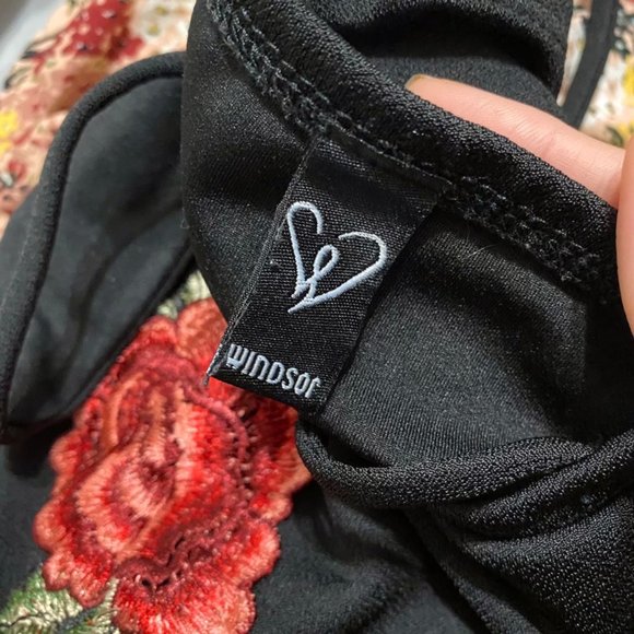 Black Romper with Floral Patchwork - Picture 5 of 5